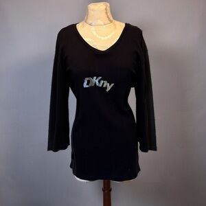 DKNY Black Long Sleeve Logo Top – Size 2X – NWT